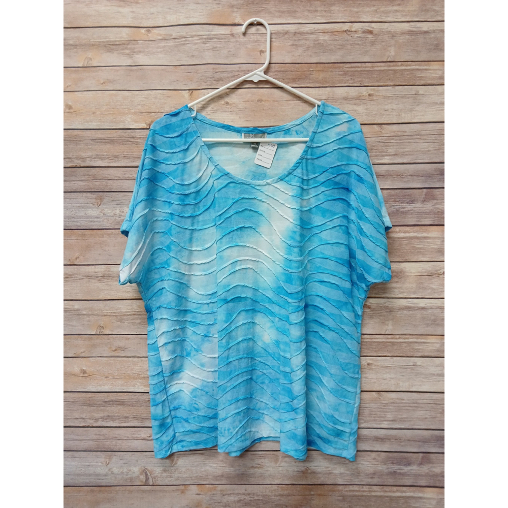 JM Collection Women’s 3X Turquoise Layered Blouse Plus Size Flowing Top